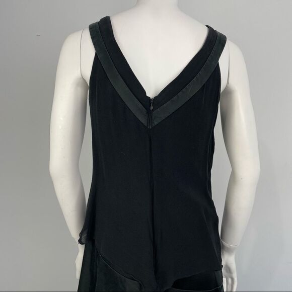 Vintage Tadashi Shoji Black 100% Silk Sleeveless Layered Tiered Draped Gown - Picture 11 of 16